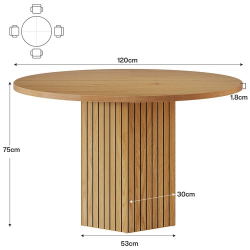 Round dining table 120cm - round,