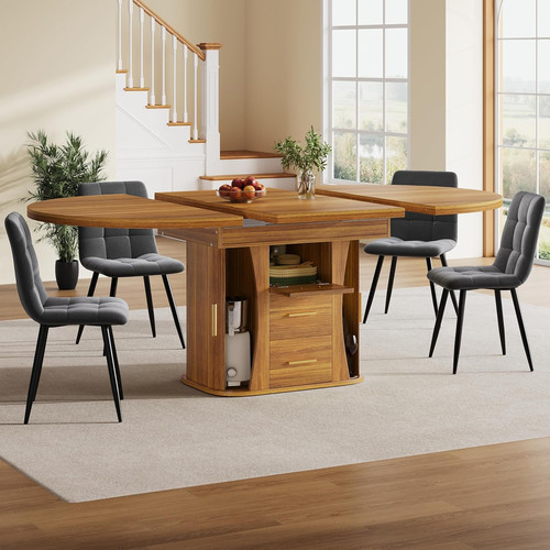 Round extendable dining table - round,
