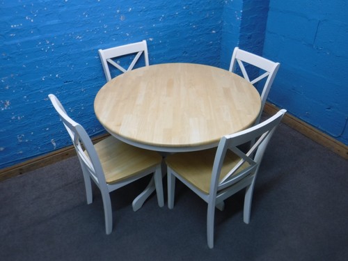 Solid chunky wood round dining - chunky,