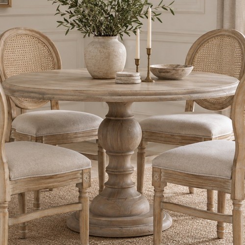Large round rustic dining - round,