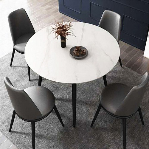 Round marble effect dining - marble,