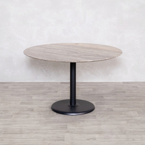 Round travertine top dining - travertine,