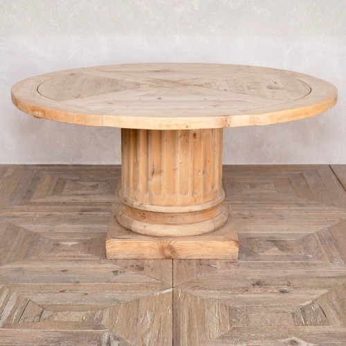 Large round pine table - table, wooden