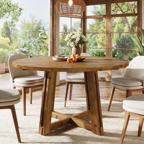 120cm solid wood round dining - solid,