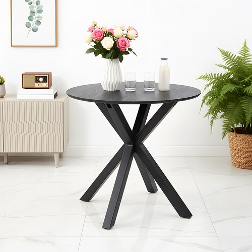 80cm round dining table walnut - 80cm,